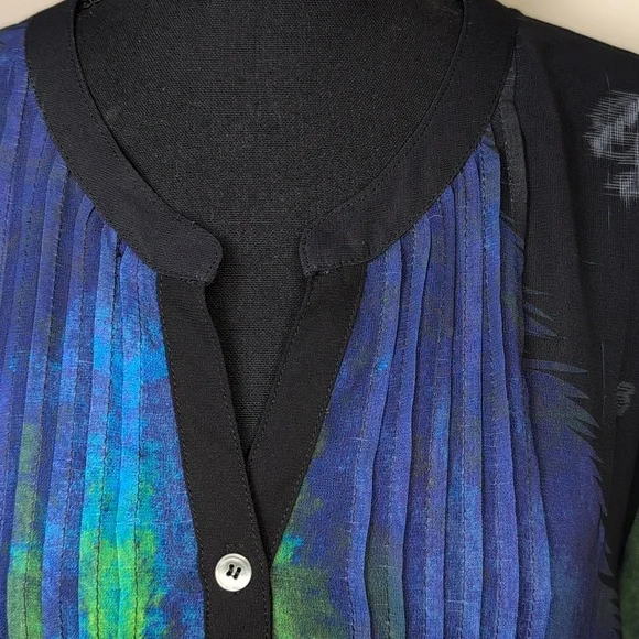 Serengeti sheer, long sleeved, multi color dress. Size XL. - Picture 2 of 9